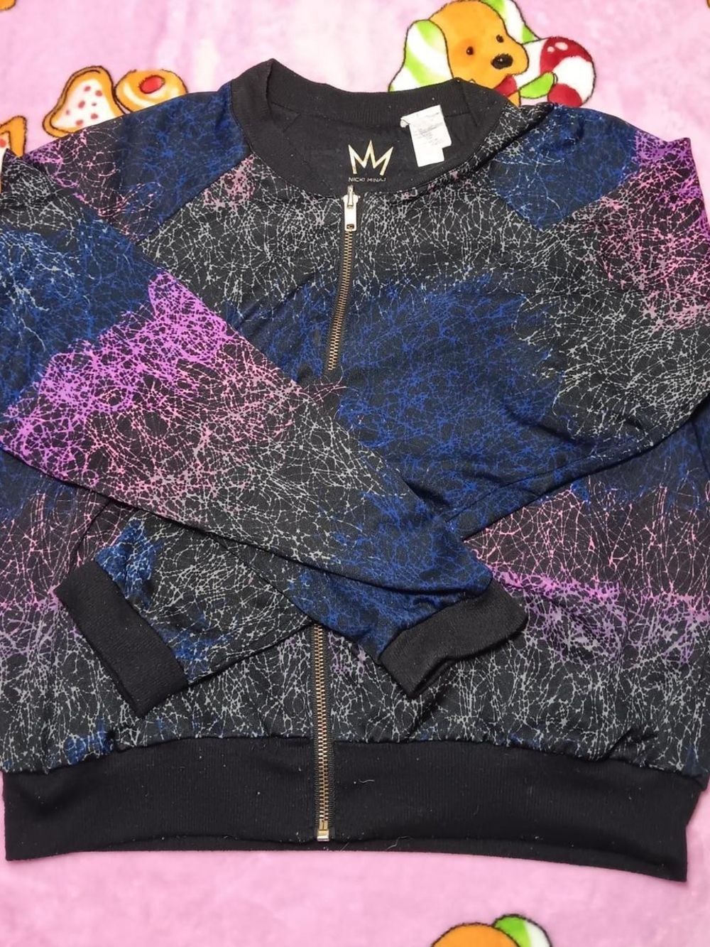 Nicki Minaj Black Crewneck Sweatshirt with Pink and Blue Gradient